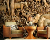 customized 3d wallpaper mural modern 3d stereo forest elephant animal relief living room background wall mural