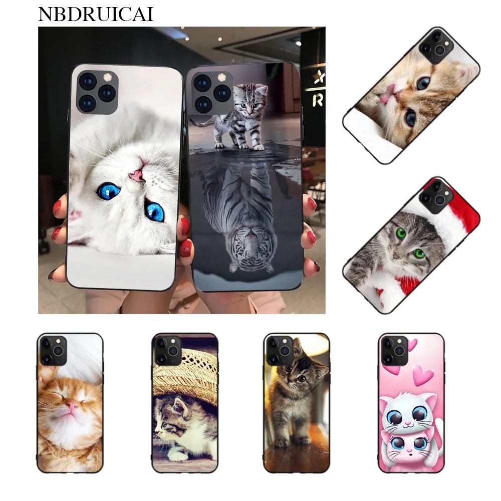 

NBDRUICAI Cute Pet Cat Soft Silicone Black Phone Case for iPhone 11 pro XS MAX 8 7 6 6S Plus X 5S SE XR case