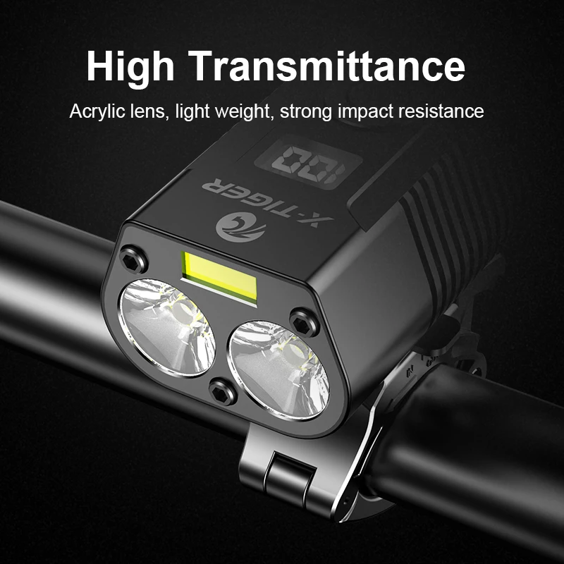x tiger bike light headlight bicycle lamp with power bank rechargeable led 5200mah mtb bicycle light flashlight bike accessories free global shipping