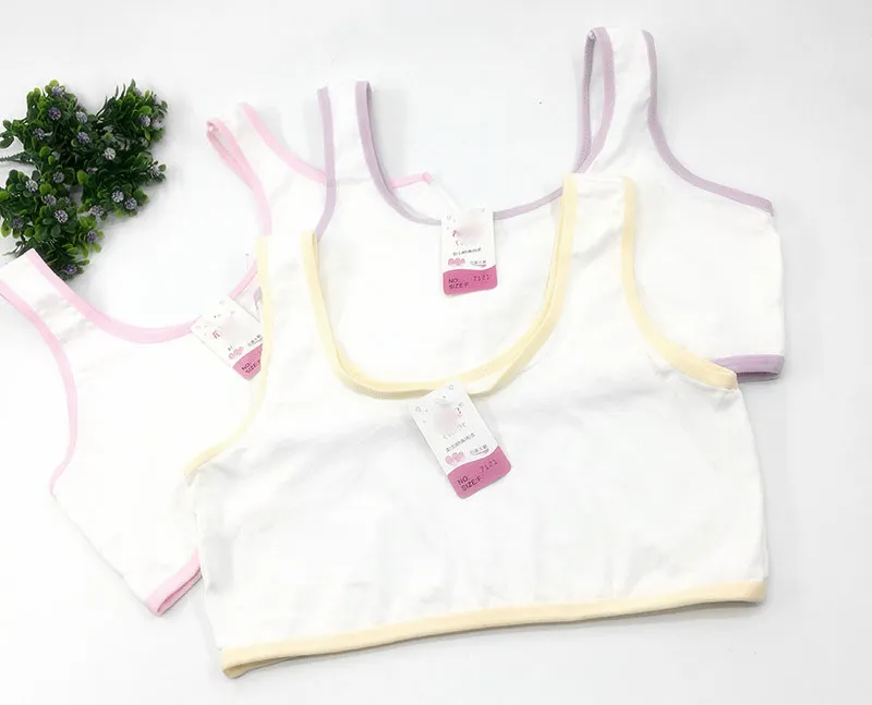 Цветные сшитые жилеты на бретельках для девочек хлопковые удобные бюстгальтеры