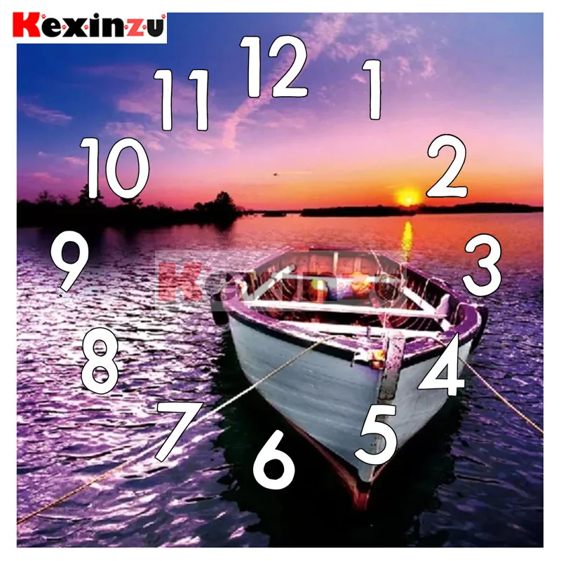 kexinzu Full Square Round 5D Diamond Painting Kit With Clock Mechanism Cross stitch Embroidery Mosaic Boat Gift F103 | Дом и сад
