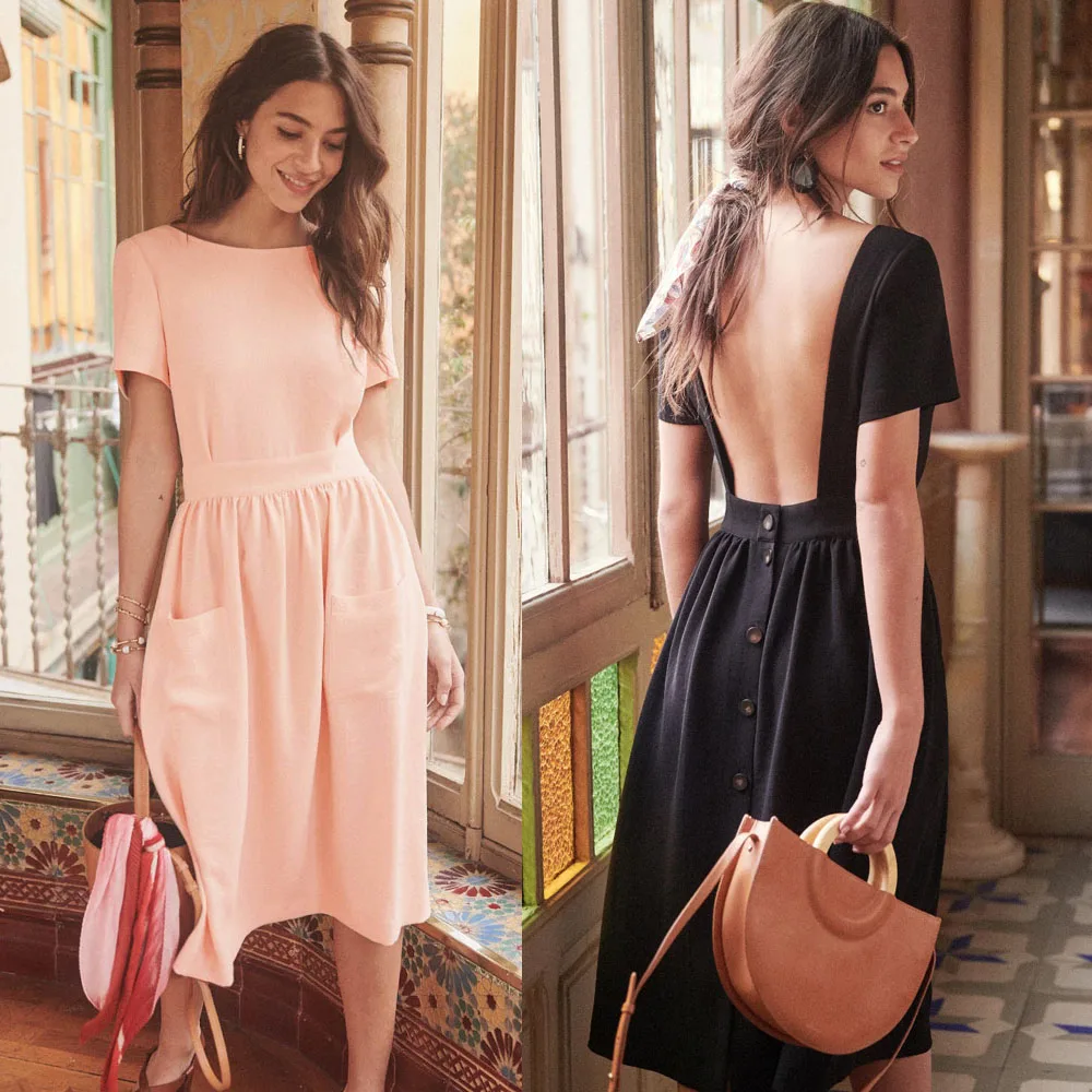 2019 женское сексуальное летнее платье с круглым вырезом коротким рукавом