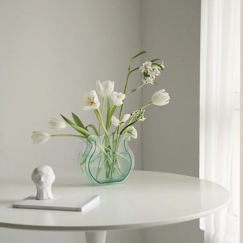 

Transparent Vase Leaf Acrylic Dried Flower Potted Ornament Flower Decoration Cute 1 Piece Set Cute Set Girl Room