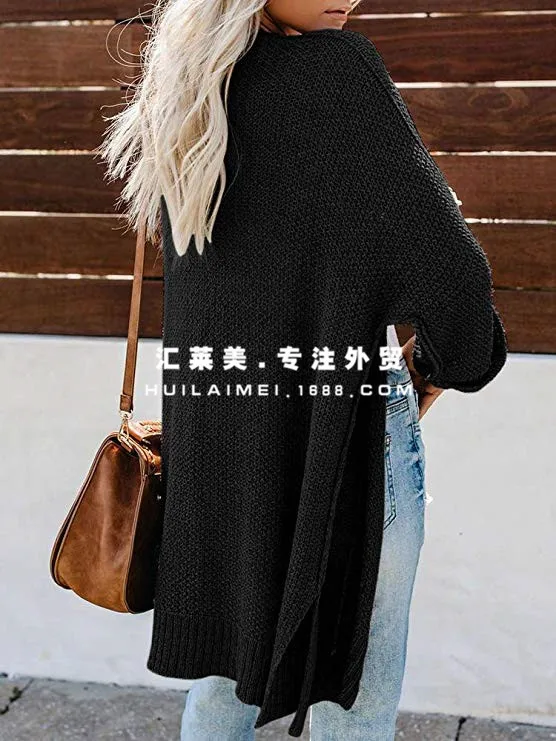 

European and American foreign trade women's cardigan knitwear long split sleeve autumn / winter 2020 new popular sweater