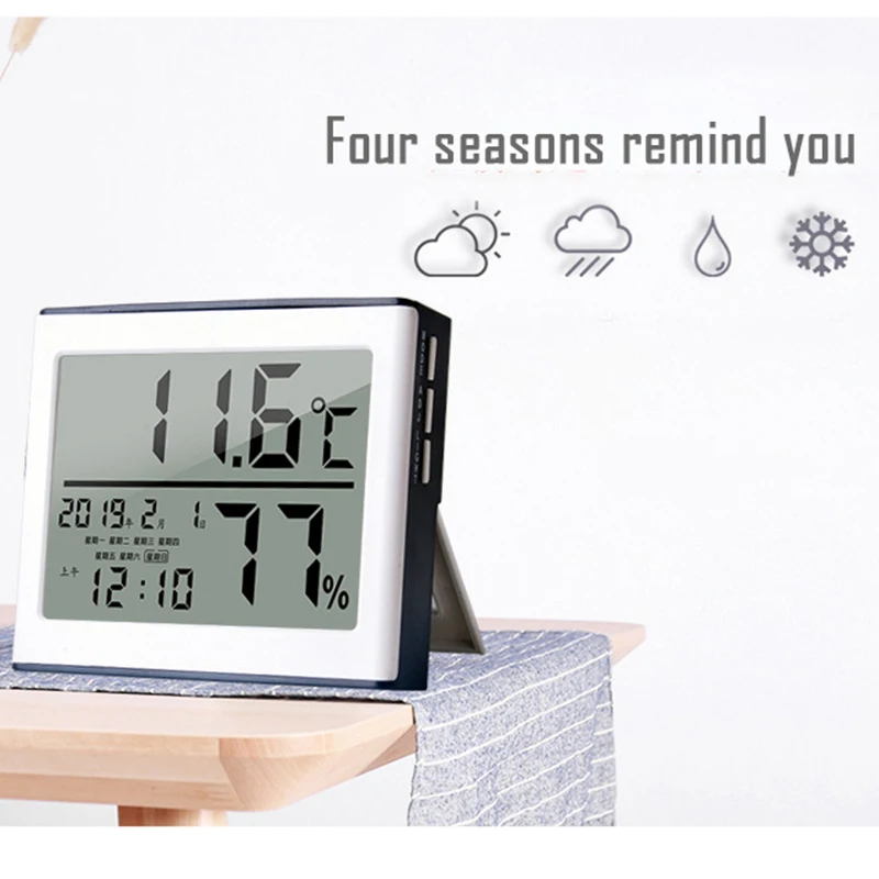 LCD Digital Temperature Humidity Meter -1 -2 Home Indoor Outdoor hygrometer thermometer Weather Station with Clock | Измерительные