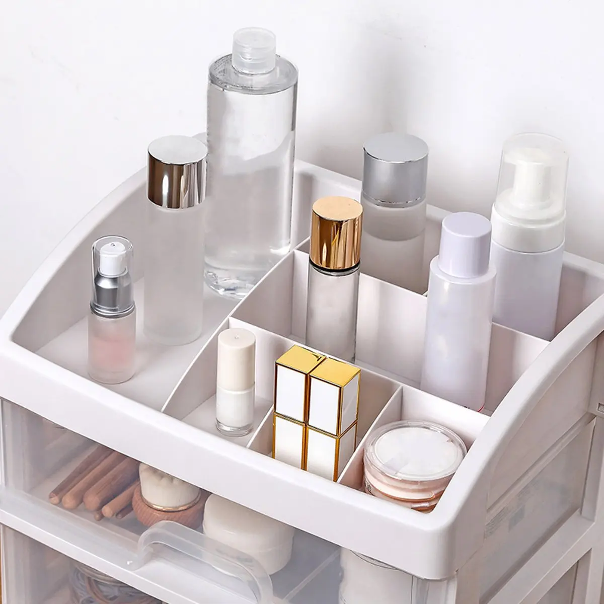 

Transparent Desktop Cosmetic Plastic Storage Box Stationery Drawer Cabinet Jewelry Sundries Holder Organizer 1/2/3 Layers