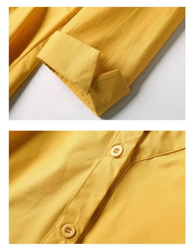 

Houthion New Women's Blouses Solid Fashion Blouse V-neck Comfortable Summer Sleeve Korean Shirt Button Cotton