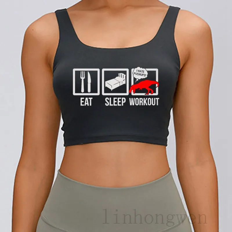 

Eat Sleep Workout Boxes Fitness T Rex Dinosaurus Tank Top Graphic Standard Top Summer Female Size S-3xl Knitted Building Vest