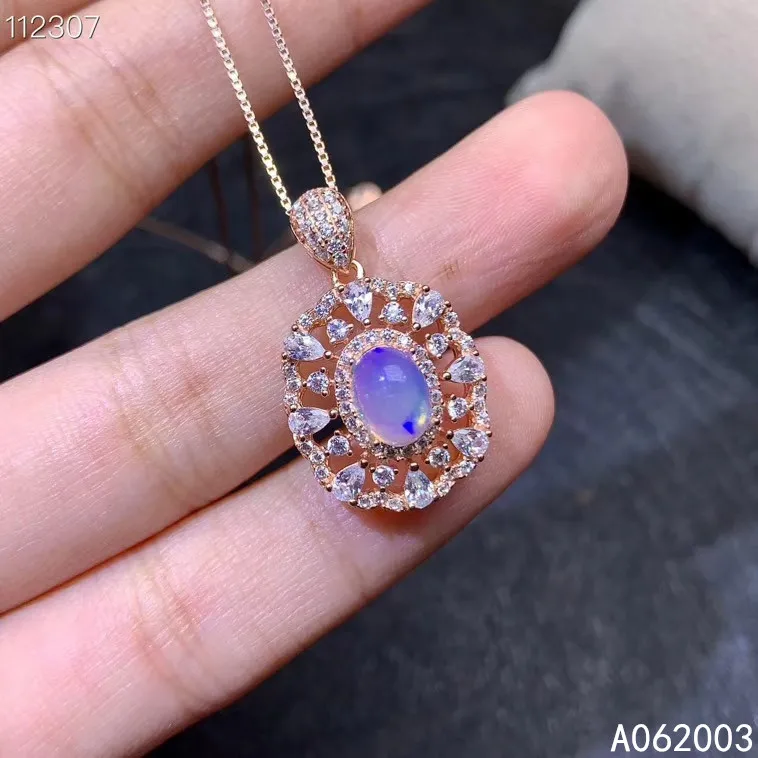 

KJJEAXCMY Fine Jewelry 925 Sterling Silver inlaid Natural opal Female Pendant Necklace beautiful Support Detection
