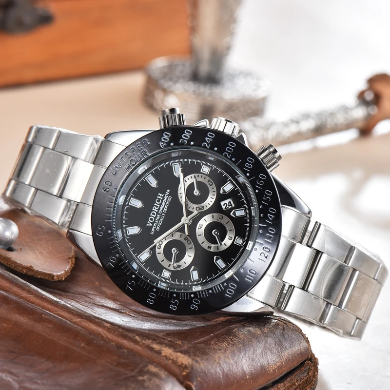 

VODRICH New Design Classic Blue Black Daytona Quartz Watch Women Men Business Alloy Quartz Watch For Men gifts