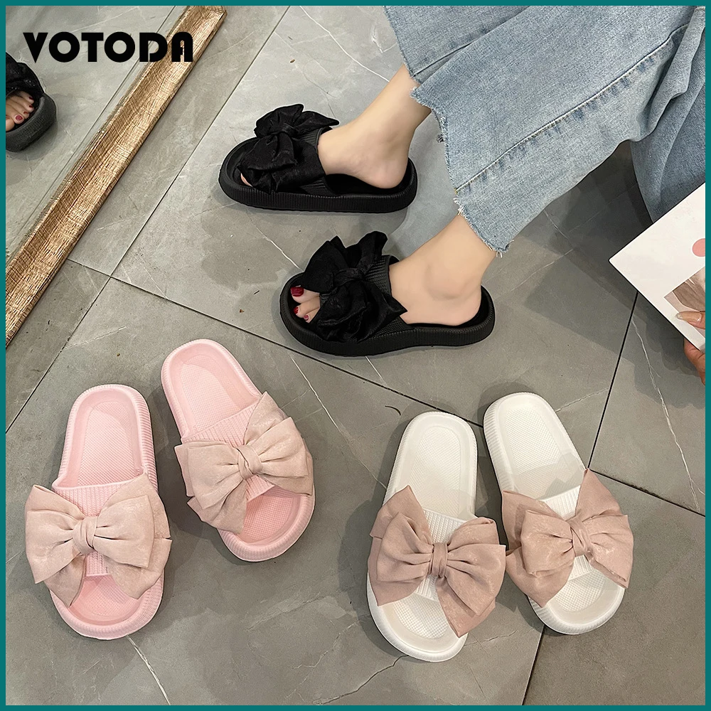 

Summer Women Soft Bottom Platform Slippers Cute Bow Sandals Butterfly-Knot Slides House Flip Flops Casual Non-Slip Female Shoes