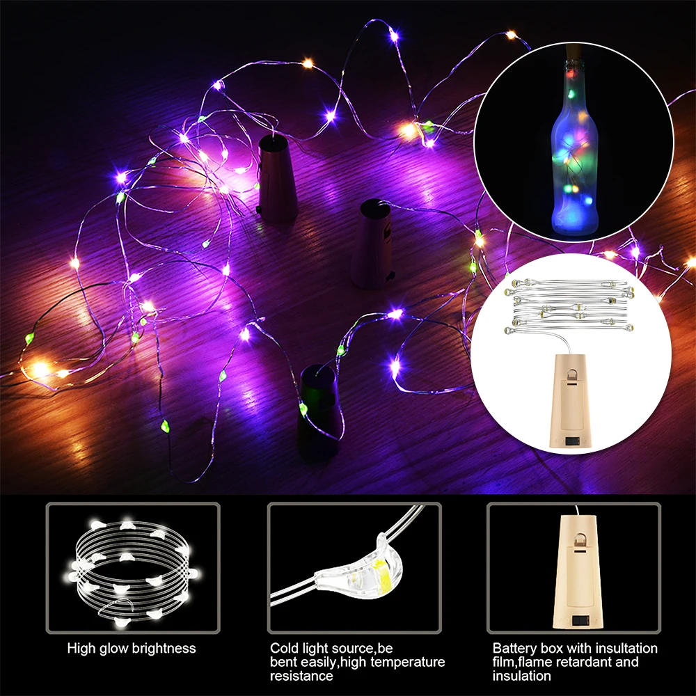 9 цветов 1 м/2 м/3 м винная пробка Светильники для винных бутылок медная проволока