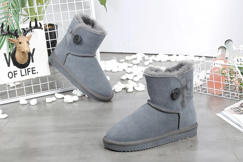 MIYAGINA/Новинка года; Брендовые женские зимние ботинки из натуральной кожи и шерсти; ботильоны с мини-пуговицами; зимняя обувь;