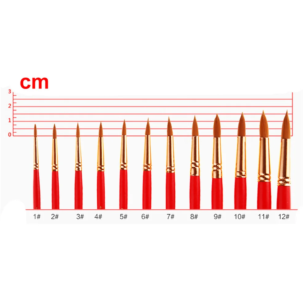 

12pcs Nylon Hair Paint Brush for Watercolor Oil Acrylic Gouache Painting (Red)