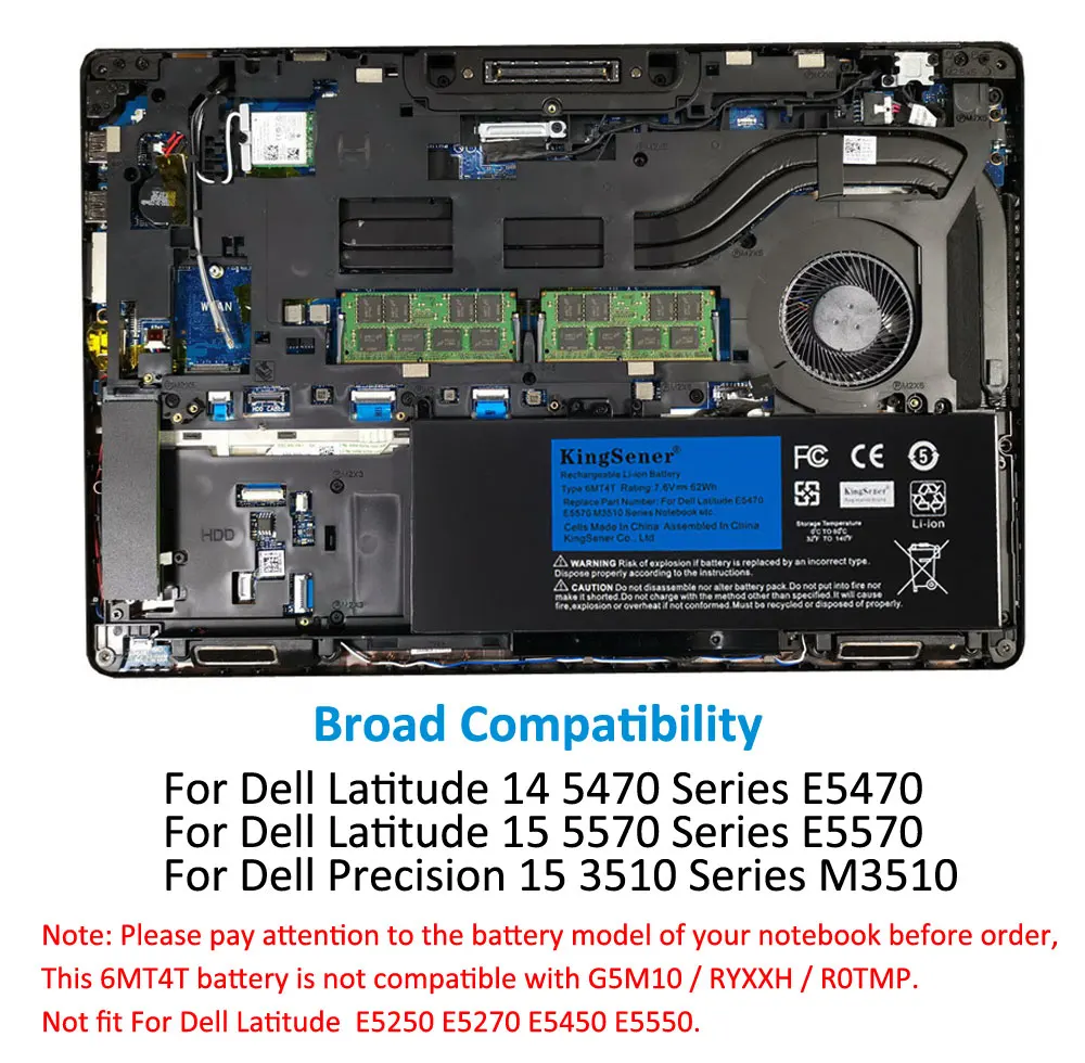 Аккумулятор KingSener 7 6 В 62WH 6MT4T для ноутбука DELL Latitude E5470 E5570 M3510 15 &quotSereis 7V69Y TXF9M 79VRK 07V69Y