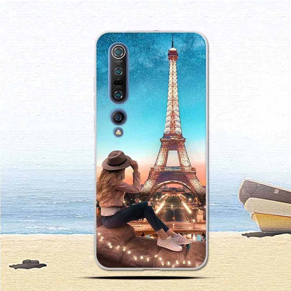 Чехол для Xiaomi Mi 10 Модный мягкий силиконовый чехол с мультяшным рисунком чехлы