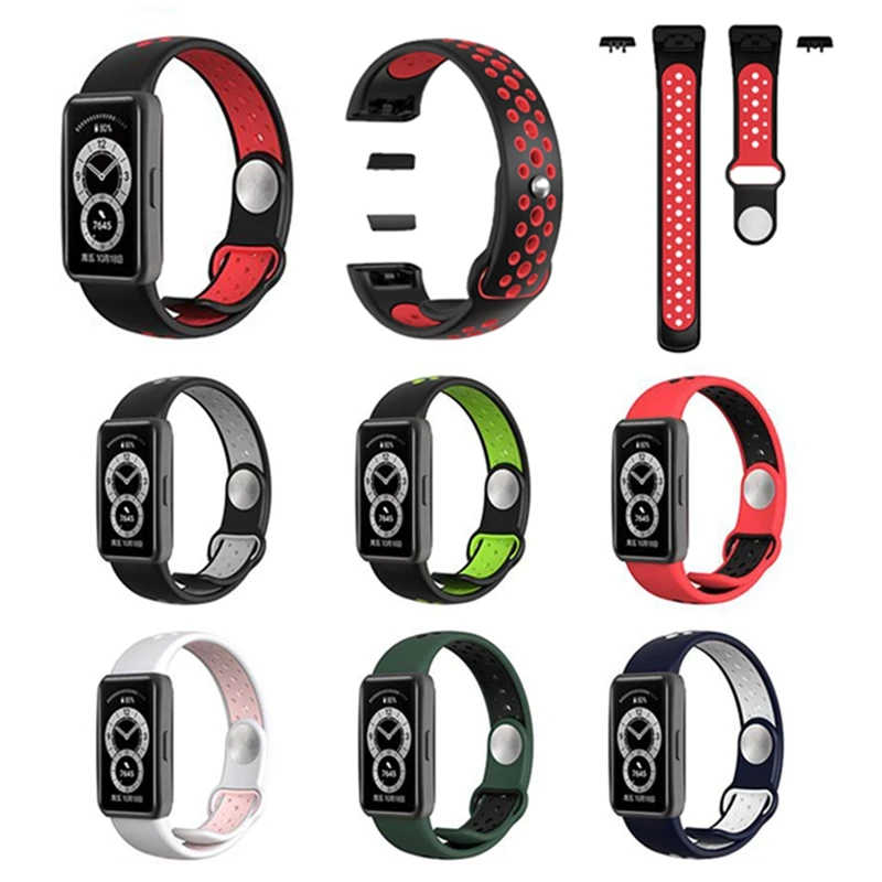 

Ремешок силиконовый для Huawei Band 6, двухцветный дышащий сменный Браслет для смарт-часов huawei band 6