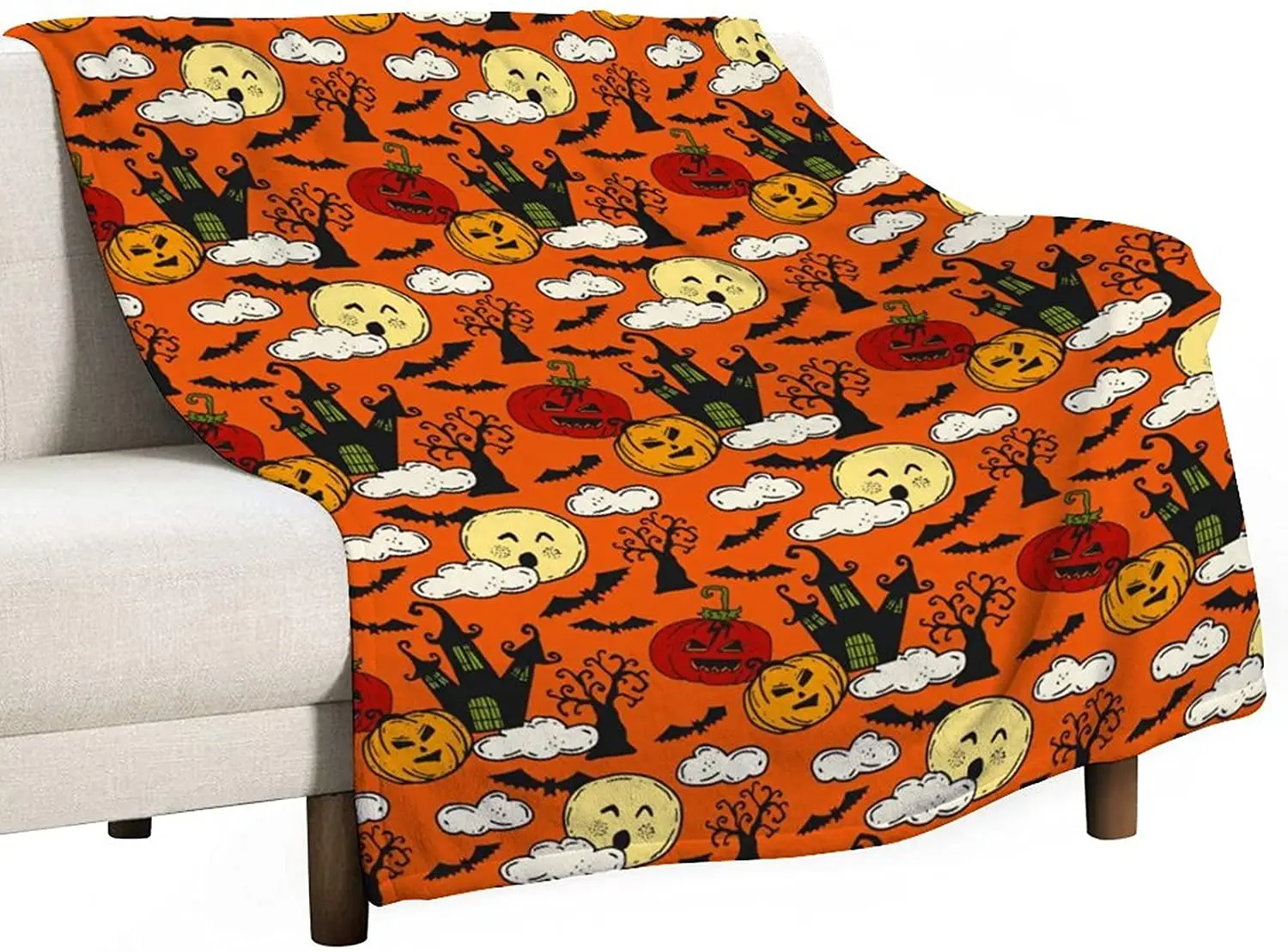 

Mantas de calabaza de Хэллоуин, cama de Murcielago de церковь эскалаторная деревья с призраком naranja, manta de franela suave