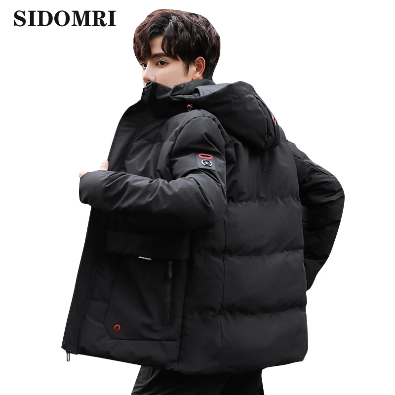 Winter mens jacket fashion style cotton-padded coat trend slim and thickened short parka  coats casual hooded jacket ins