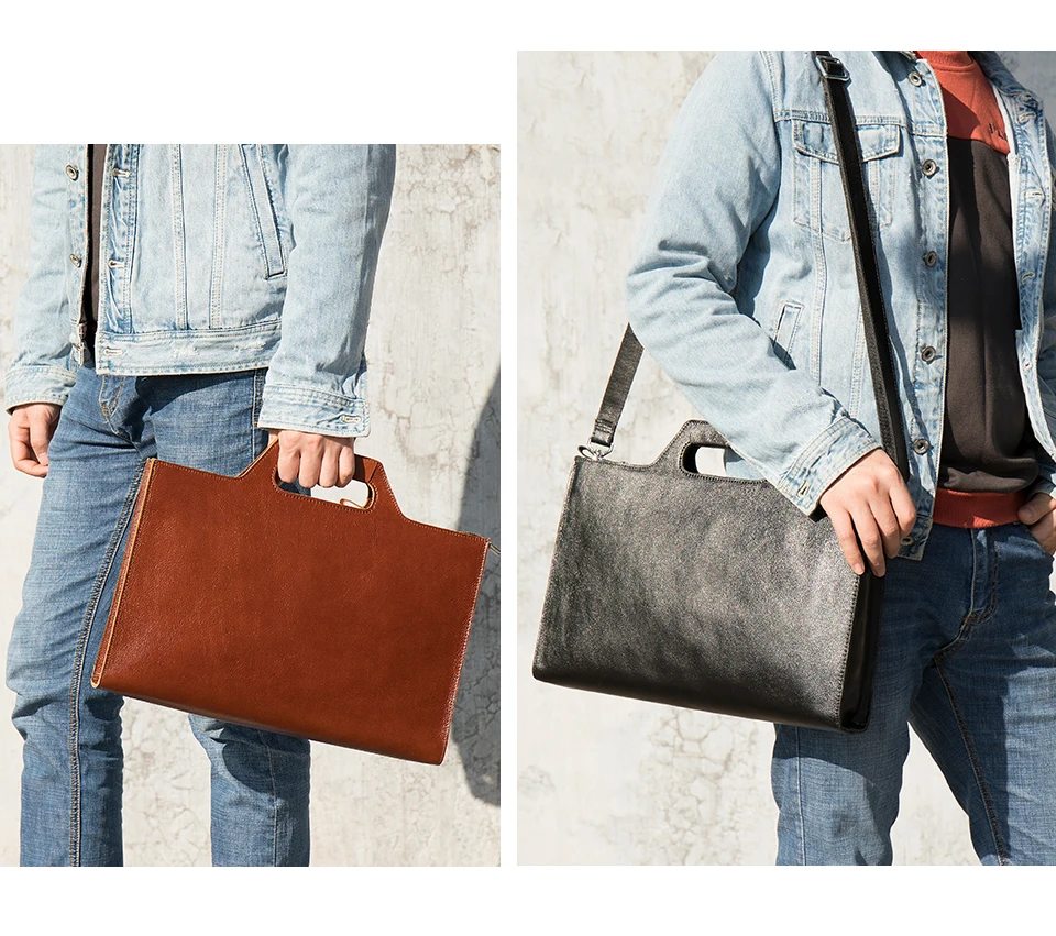 

WESTAL Men's Genuine Leather Shoulder Bag For Men Fashion Designer Handbag Slim Document Clutch Crossbody Bag Ipad Holder