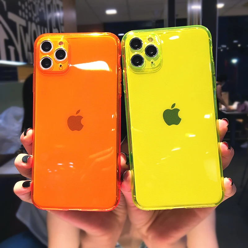 Чехол SUYACS неоновый флуоресцентный для iPhone 12 Pro 11 Max XR XS X 7 8 Plus XS|Бамперы| |