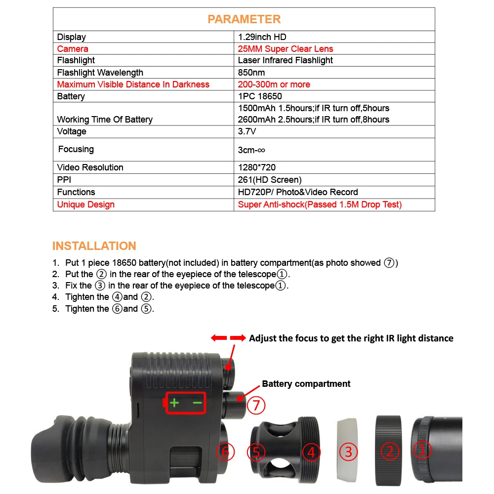 Оптический прицел для охоты обновленный Тактический Цифровой Инфракрасный