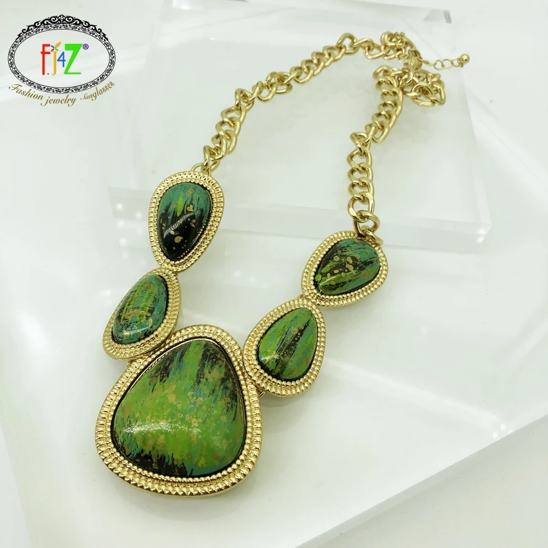 F.J4Z Большие женские ожерелья с воротником модные подвески акриловым камнем