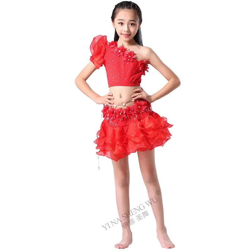 

2019 Children Girl Belly Dance Costume Oriental Bellydance Skirt Stage Performance 2/3pcs set Top Belt Skirt Bellydancing Wear
