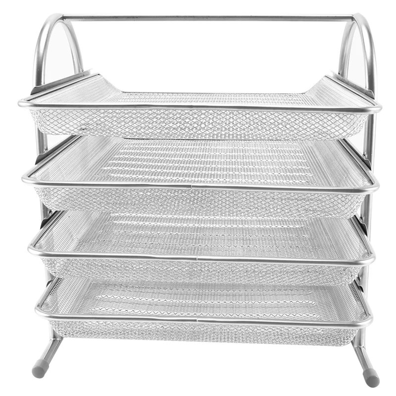 

NEW-4 Layer Office Supplies Multi-Layer Metal Iron Net File Rack Table Finishing Folder Student Data Storage Box File Frame
