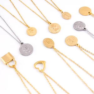 Модное ожерелье с монеткой и картой св. Дерева, подвеска золотого цвета, короткое ожерелье для женщин и девушек, чокер из нержавеющей стали, модные ожерелья