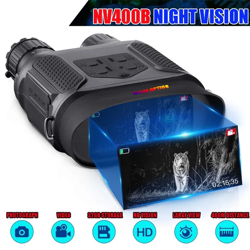 NV400B цифровой Ночное видение бинокль ИК светодиодный Camorder 3.5X 7X зум Мини
