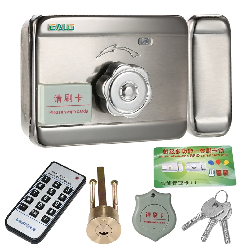 125khz tags door gate lock access control system electronic integrated rfid id reader door rim lock for intercom free global shipping