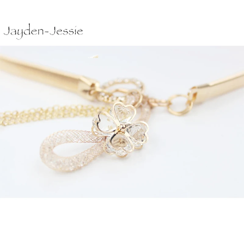 Женский высококлассный Золотой Эластичный пояс с четырьмя листьями ручная