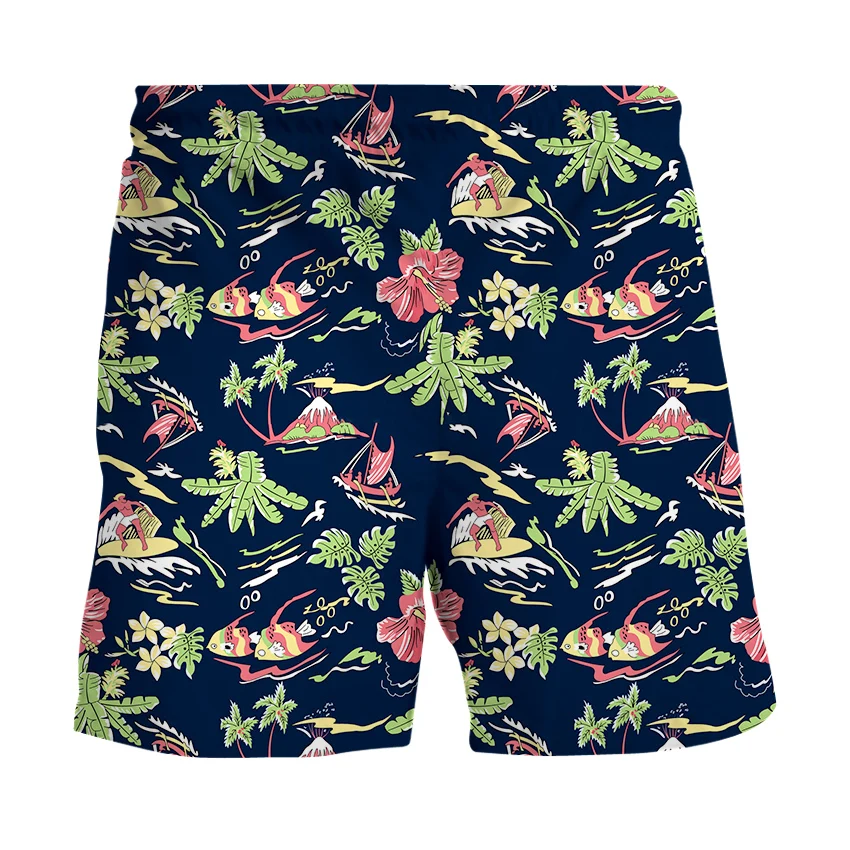 Шорты мужские спортивные с 3D принтом модные штаны для бега цветами и листьями