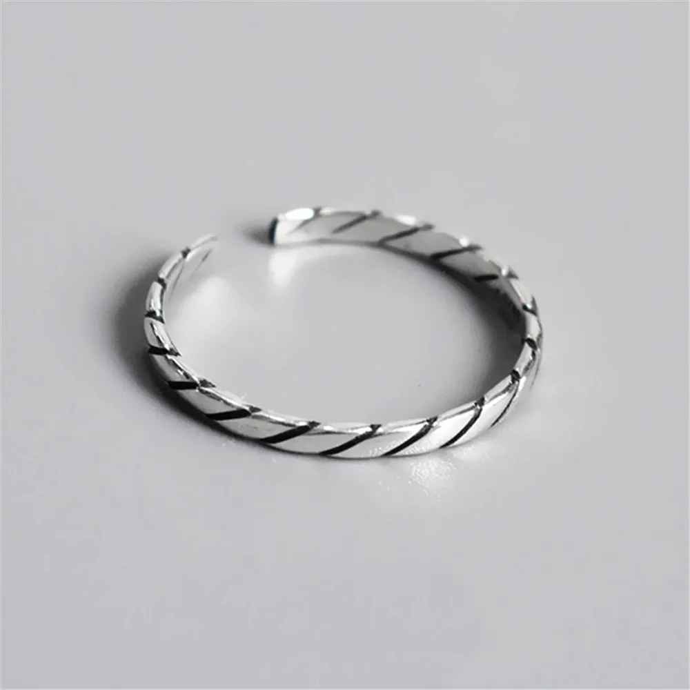 

Thai Silver Old Women's Rings Fashion Korean Retro Woven Small Twist Ring Open Ring Engagement Jewelry Wholesale