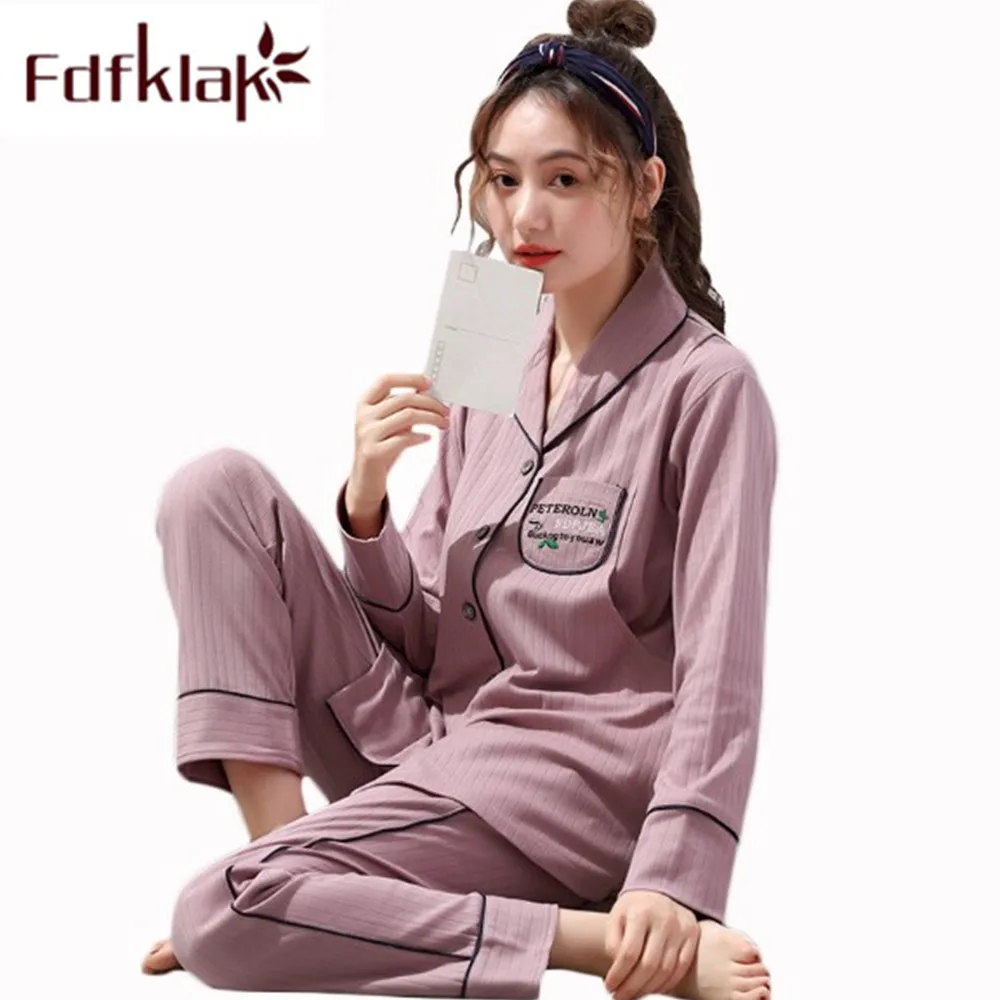 Fdfklak Autumn New 100% Cotton Maternity Pajamas For Pregnant Women Nursing Pajama Pregnancy Pijama Sleepwear Women Pregnant