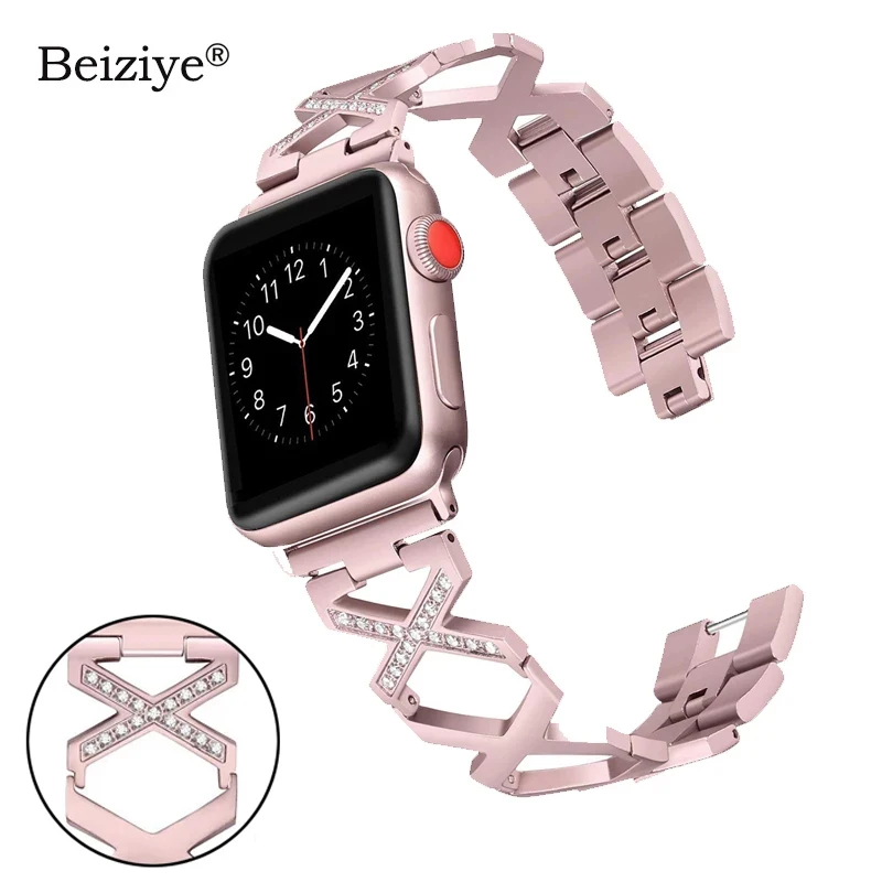 Женский браслет с бриллиантами для Apple Watch 38 мм 42 40 44 серия SE 6 5 металлический из