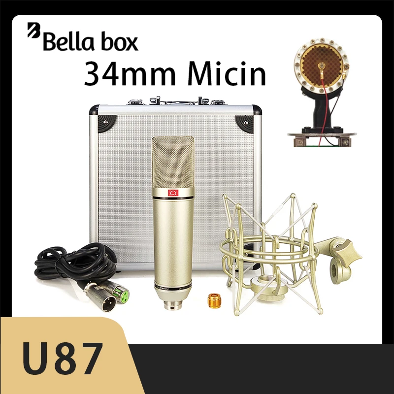 

Конденсаторный микрофон U87, профессиональный диафрагменный микрофон для компьютера, для записи голоса, подкастов, игр, Tiktok, DJ