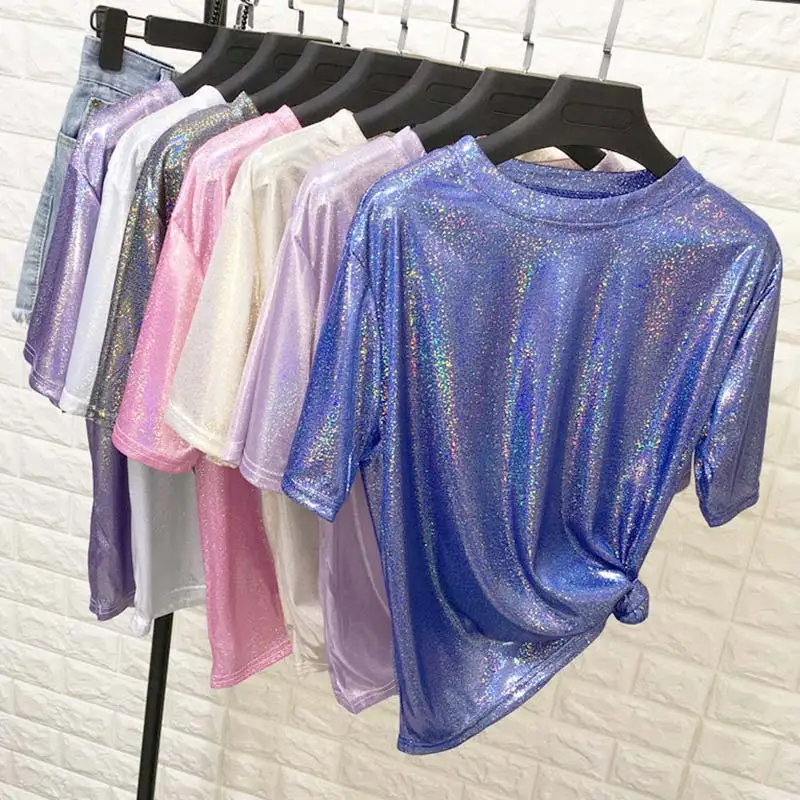Футболка женская блестящая | Женская одежда