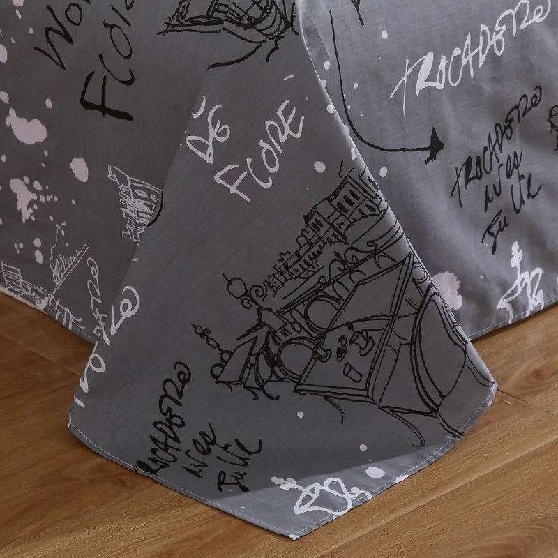 Модная плоская простыня серое хлопковое постельное белье толстая односпальная