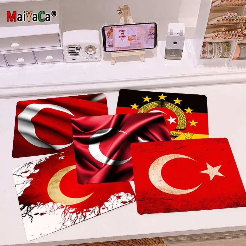 

Новинка, резиновая мышь MaiYaCa с турецким флагом, прочный Настольный коврик для мыши, гладкий коврик для мыши, игровой коврик для мыши