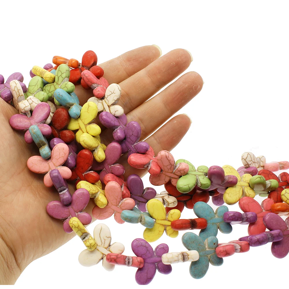 Natural Stone Semi-precious Butterfly-shaped Loose Beads for Jewelry Making DIY Bracelet Necklace Accessories 27pcs /Strip | Украшения и