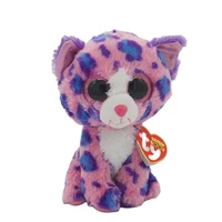 15 cm ty beanie boos big eyes pink cat with purple patches soft stuffed plush toy cute animal doll birthday gift for boys girls