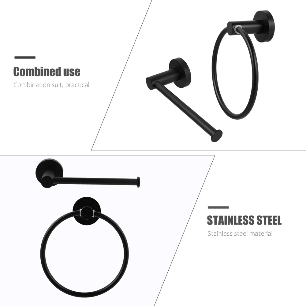 

2Pcs Bathroom Towel Ring Paper Towel Storage Rack Towel Hanging Rod Supplies