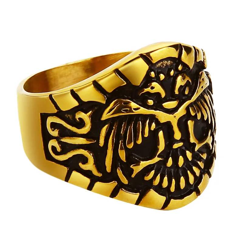 Valily Gold Eagle Кольцо Панк Винтаж нержавеющая сталь крутое кольцо байкера для мужчин ювелирные изделия Рождественский подарок