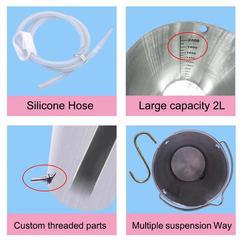 Набор стальных клизмов Wetips 2000 мл набор для анального душа клизма промывка ануса