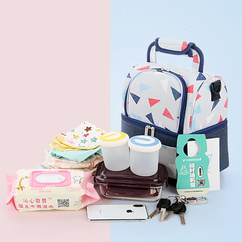 Baby Breast Milk Cooler Feeding Bottle Backpack Breast Pump Storage Double Layer Bag Outdoor Insulation Preservation Mummy Bag