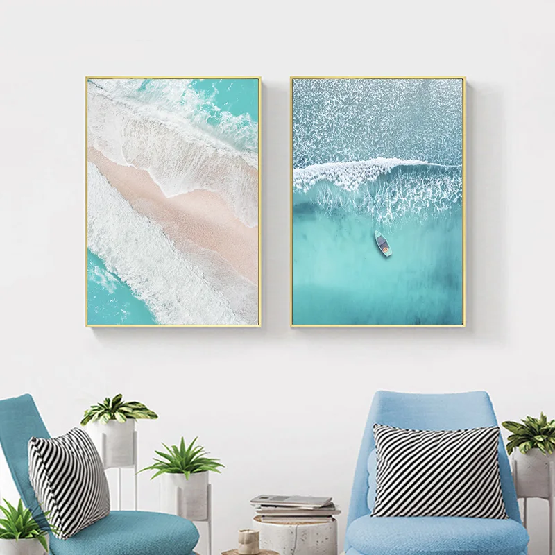 Океан пляж пальмовое дерево холст постер скандинавский природа морской пейзаж