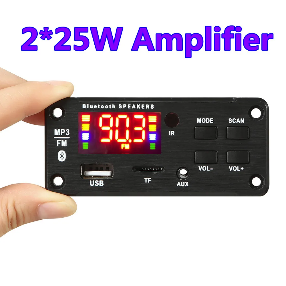 Mp3 module with amplifier Handsfree MP3 Player Decoder Board 12V Bluetooth 5.0 Car FM Radio Module Support TF USB AUX Recorders |