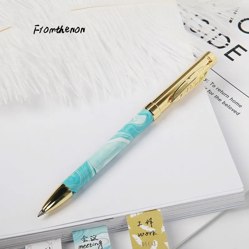 Голубые металлические гелевые ручки перо ручка клипса черные чернила 0 5 мм